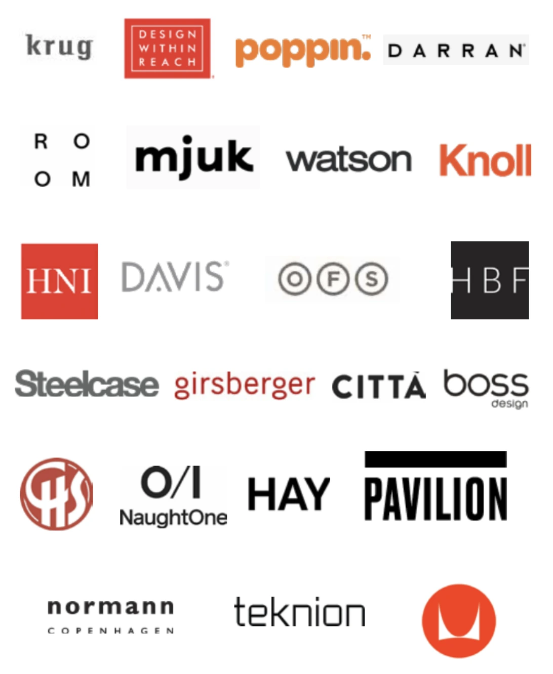 Furniture brands supplied by NUBE